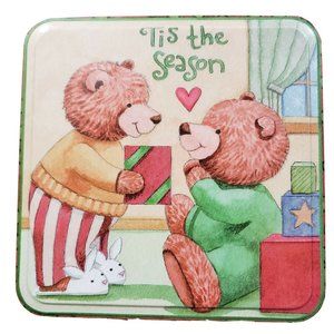 Christmas Holiday Metal Tin Bears Tis the Season